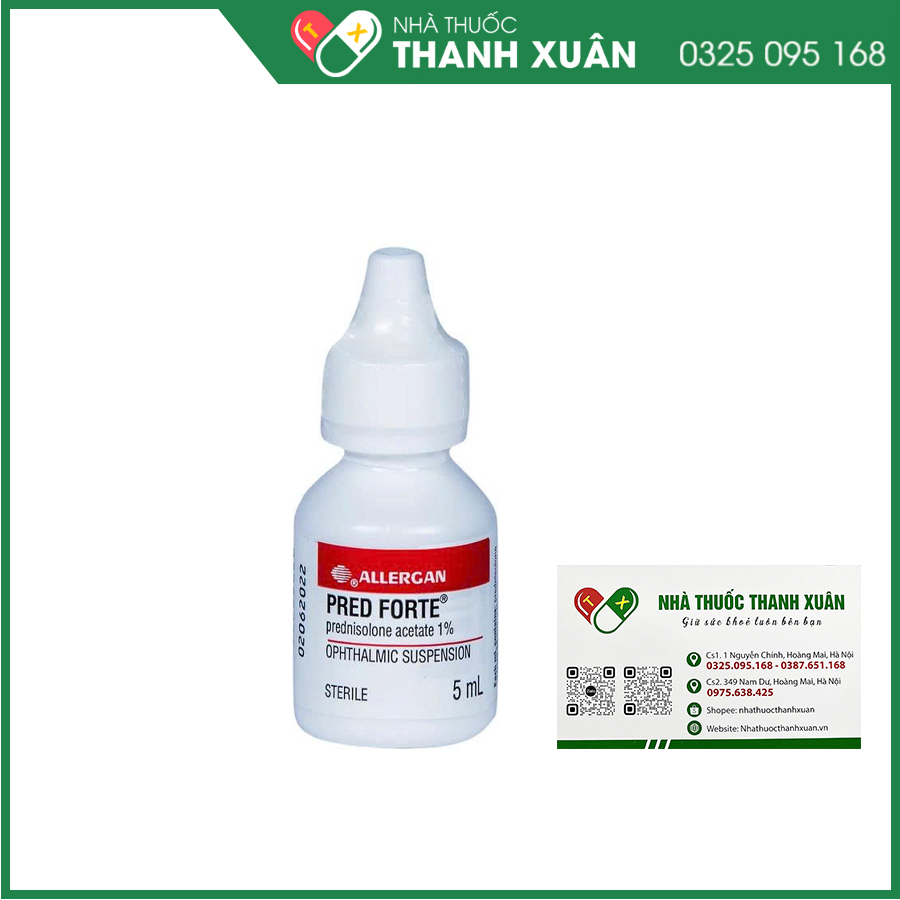 Pred Forte thuốc điều trị chứng viêm đáp ứng với steroid trong viêm mí mắt và kết mạc nhãn cầu, viêm giác mạc và phân thùy trước nhãn cầu